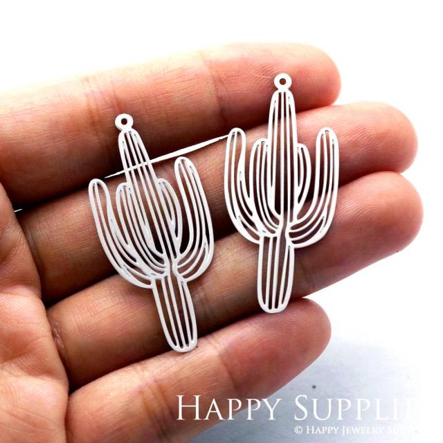 Stainless Steel Jewelry Charms, Cactus Stainless Steel Earring Charms, Stainless Steel Silver Jewelry Pendants, Stainless Steel Silver Jewelry Findings, Stainless Steel Pendants Jewelry Wholesale (SSD938)