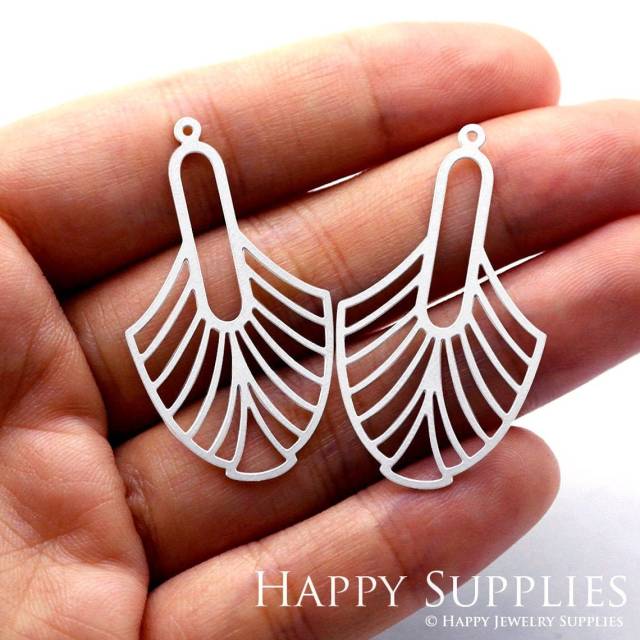 Stainless Steel Jewelry Charms, Fan Stainless Steel Earring Charms, Stainless Steel Silver Jewelry Pendants, Stainless Steel Silver Jewelry Findings, Stainless Steel Pendants Jewelry Wholesale (SSD866)