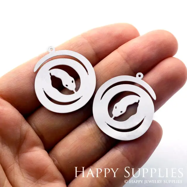 Stainless Steel Jewelry Charms, Snake Stainless Steel Earring Charms, Stainless Steel Silver Jewelry Pendants, Stainless Steel Silver Jewelry Findings, Stainless Steel Pendants Jewelry Wholesale (SSD852)