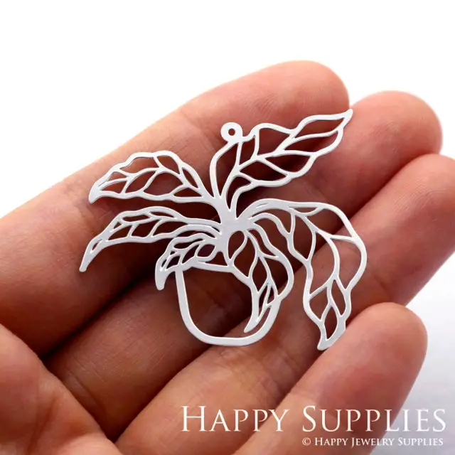 Stainless Steel Jewelry Charms, Leaves Stainless Steel Earring Charms, Stainless Steel Silver Jewelry Pendants, Stainless Steel Silver Jewelry Findings, Stainless Steel Pendants Jewelry Wholesale (SSD906)