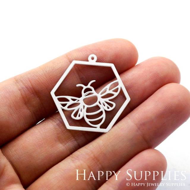 Stainless Steel Jewelry Charms, Bee Stainless Steel Earring Charms, Stainless Steel Silver Jewelry Pendants, Stainless Steel Silver Jewelry Findings, Stainless Steel Pendants Jewelry Wholesale (SSD912)