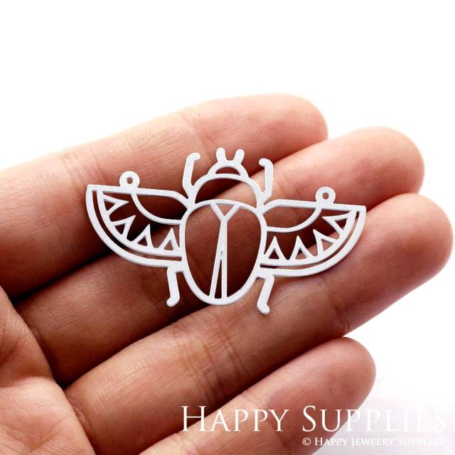 Stainless Steel Jewelry Charms, Beetle Stainless Steel Earring Charms, Stainless Steel Silver Jewelry Pendants, Stainless Steel Silver Jewelry Findings, Stainless Steel Pendants Jewelry Wholesale (SSD871)