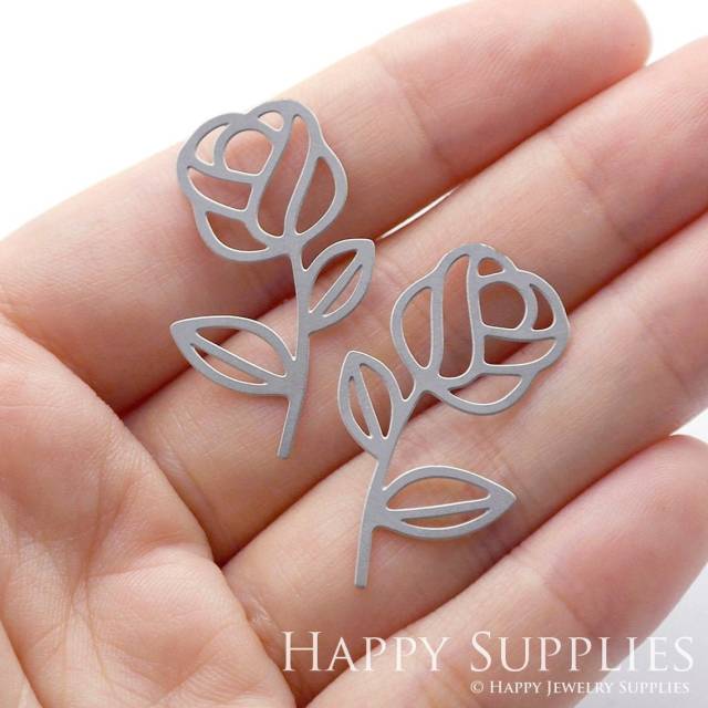 Stainless Steel Jewelry Charms, Rose Stainless Steel Earring Charms, Stainless Steel Silver Jewelry Pendants, Stainless Steel Silver Jewelry Findings, Stainless Steel Pendants Jewelry Wholesale (SSD861)