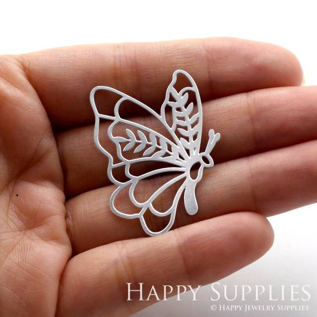 Stainless Steel Jewelry Charms, Butterfly Stainless Steel Earring Charms, Stainless Steel Silver Jewelry Pendants, Stainless Steel Silver Jewelry Findings, Stainless Steel Pendants Jewelry Wholesale (SSD1119)
