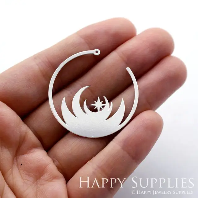 Stainless Steel Jewelry Charms, Moon Stainless Steel Earring Charms, Stainless Steel Silver Jewelry Pendants, Stainless Steel Silver Jewelry Findings, Stainless Steel Pendants Jewelry Wholesale (SSD1125)