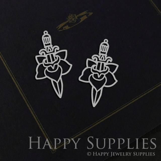 Stainless Steel Jewelry Charms, Flower Stainless Steel Earring Charms, Stainless Steel Silver Jewelry Pendants, Stainless Steel Silver Jewelry Findings, Stainless Steel Pendants Jewelry Wholesale (SSD1054)