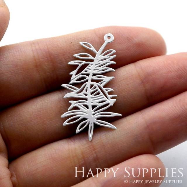 Stainless Steel Jewelry Charms, Leaf Stainless Steel Earring Charms, Stainless Steel Silver Jewelry Pendants, Stainless Steel Silver Jewelry Findings, Stainless Steel Pendants Jewelry Wholesale (SSD1117)