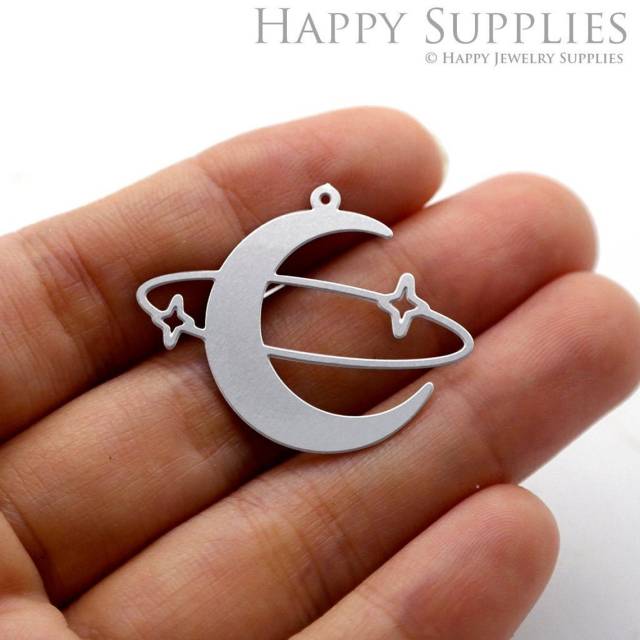 Stainless Steel Jewelry Charms, Moon Stainless Steel Earring Charms, Stainless Steel Silver Jewelry Pendants, Stainless Steel Silver Jewelry Findings, Stainless Steel Pendants Jewelry Wholesale (SSD1120)