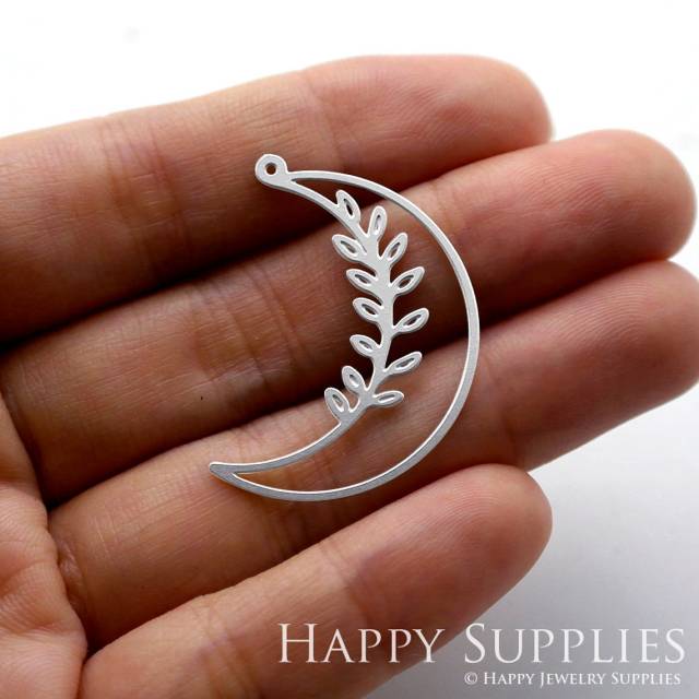 Stainless Steel Jewelry Charms, Moon Stainless Steel Earring Charms, Stainless Steel Silver Jewelry Pendants, Stainless Steel Silver Jewelry Findings, Stainless Steel Pendants Jewelry Wholesale (SSD1118)