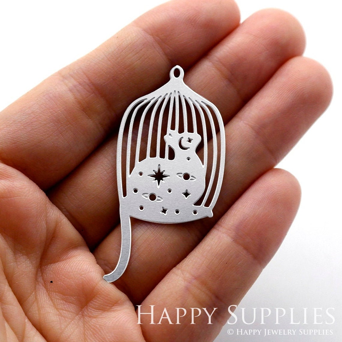 Stainless Steel Jewelry Charms, Cat Stainless Steel Earring Charms, Stainless Steel Silver Jewelry Pendants, Stainless Steel Silver Jewelry Findings, Stainless Steel Pendants Jewelry Wholesale (SSD1121)