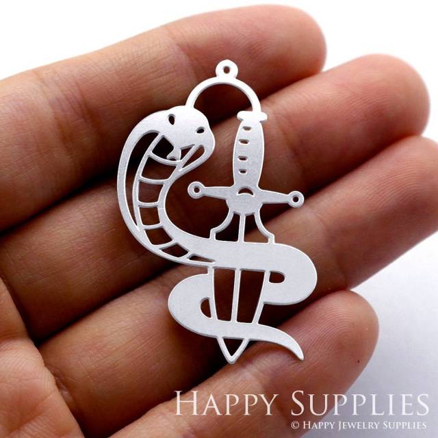 Stainless Steel Jewelry Charms, Snake Stainless Steel Earring Charms, Stainless Steel Silver Jewelry Pendants, Stainless Steel Silver Jewelry Findings, Stainless Steel Pendants Jewelry Wholesale (SSD1239)