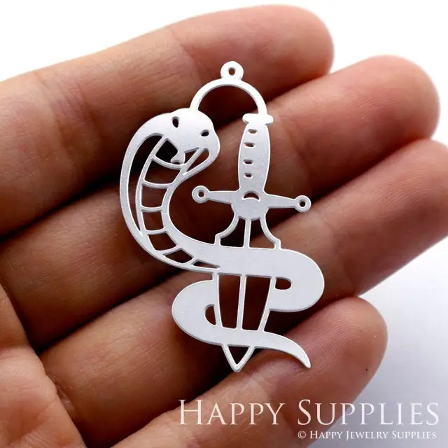 Stainless Steel Jewelry Charms, Snake Stainless Steel Earring Charms, Stainless Steel Silver Jewelry Pendants, Stainless Steel Silver Jewelry Findings, Stainless Steel Pendants Jewelry Wholesale (SSD1239)