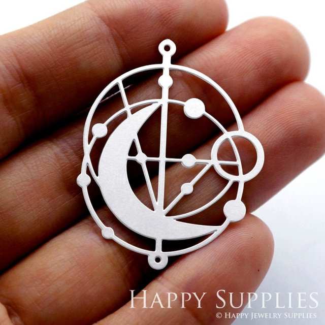 Stainless Steel Jewelry Charms, Moon Stainless Steel Earring Charms, Stainless Steel Silver Jewelry Pendants, Stainless Steel Silver Jewelry Findings, Stainless Steel Pendants Jewelry Wholesale (SSD1244)