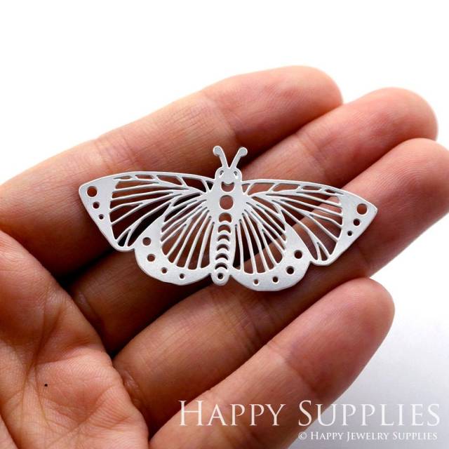 Stainless Steel Jewelry Charms, Moth Stainless Steel Earring Charms, Stainless Steel Silver Jewelry Pendants, Stainless Steel Silver Jewelry Findings, Stainless Steel Pendants Jewelry Wholesale (SSD1184)