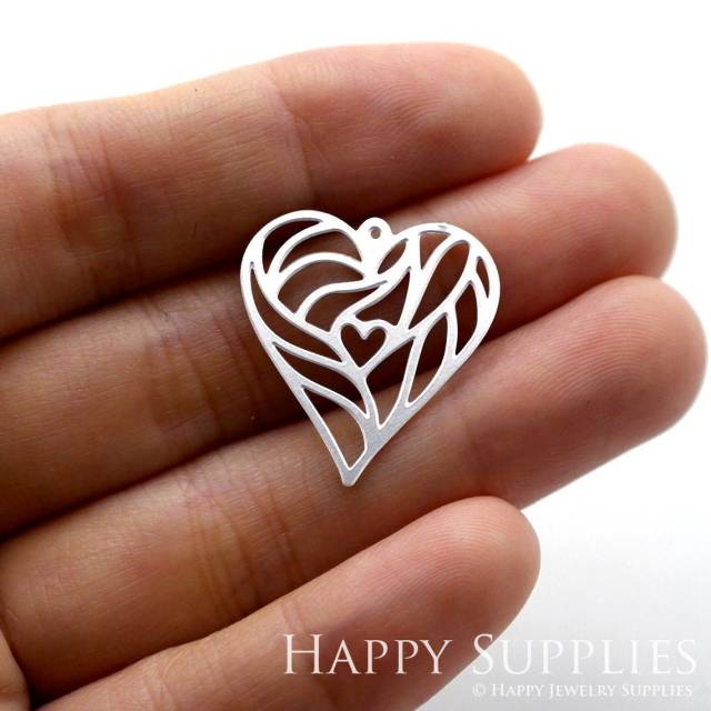 Stainless Steel Jewelry Charms, Heart Stainless Steel Earring Charms, Stainless Steel Silver Jewelry Pendants, Stainless Steel Silver Jewelry Findings, Stainless Steel Pendants Jewelry Wholesale (SSD1223)