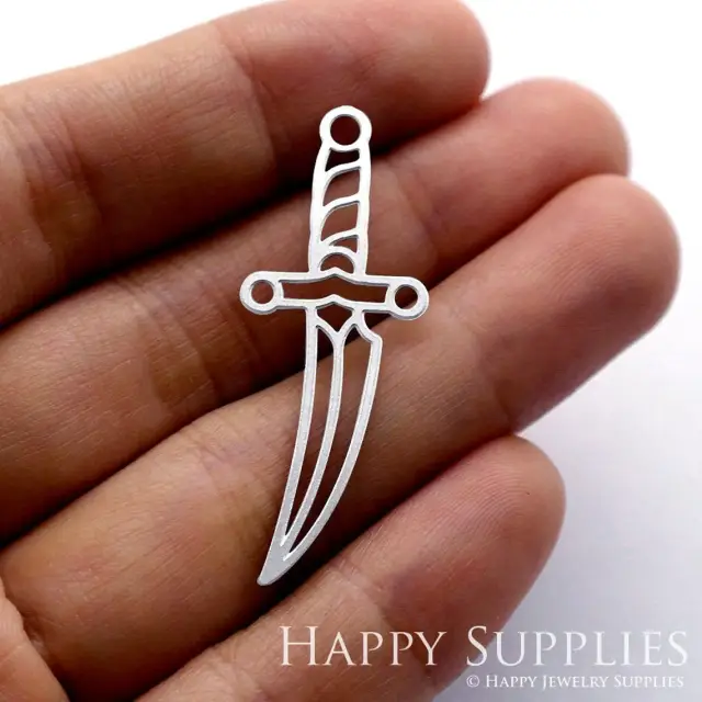 Stainless Steel Jewelry Charms, Geometric Knife Stainless Steel Earring Charms, Stainless Steel Silver Jewelry Pendants, Stainless Steel Silver Jewelry Findings, Stainless Steel Pendants Jewelry Wholesale (SSD1197)