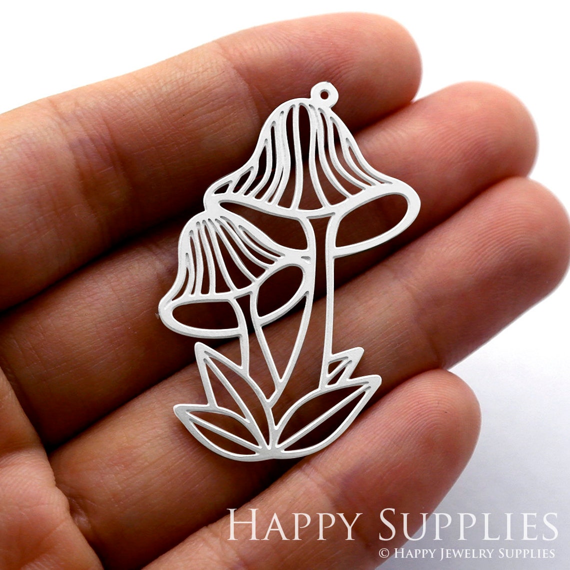 Stainless Steel Jewelry Charms, Mushroom Stainless Steel Earring Charms, Stainless Steel Silver Jewelry Pendants, Stainless Steel Silver Jewelry Findings, Stainless Steel Pendants Jewelry Wholesale (SSD1231)