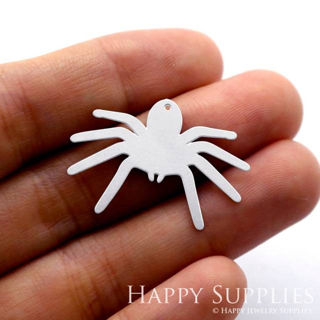 Stainless Steel Jewelry Charms, Spider Stainless Steel Earring Charms, Stainless Steel Silver Jewelry Pendants, Stainless Steel Silver Jewelry Findings, Stainless Steel Pendants Jewelry Wholesale (SSD1204)