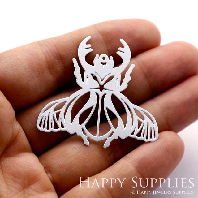 Stainless Steel Jewelry Charms, Beetle Stainless Steel Earring Charms, Stainless Steel Silver Jewelry Pendants, Stainless Steel Silver Jewelry Findings, Stainless Steel Pendants Jewelry Wholesale (SSD1257)