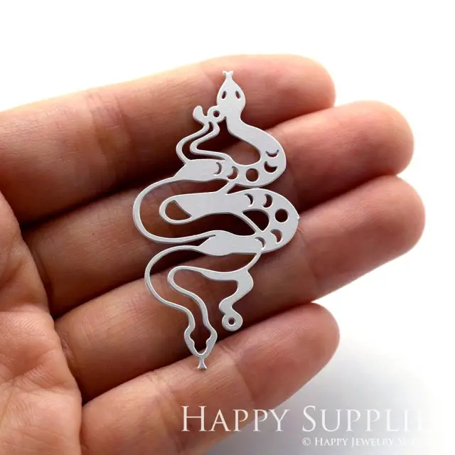 Stainless Steel Jewelry Charms, Snake Stainless Steel Earring Charms, Stainless Steel Silver Jewelry Pendants, Stainless Steel Silver Jewelry Findings, Stainless Steel Pendants Jewelry Wholesale (SSD1179)