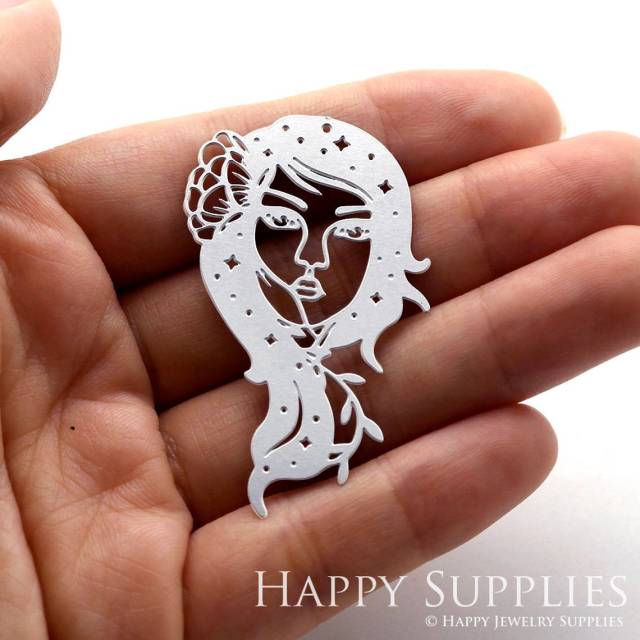 Stainless Steel Jewelry Charms, Geometric Girl Stainless Steel Earring Charms, Stainless Steel Silver Jewelry Pendants, Stainless Steel Silver Jewelry Findings, Stainless Steel Pendants Jewelry Wholesale (SSD1182)