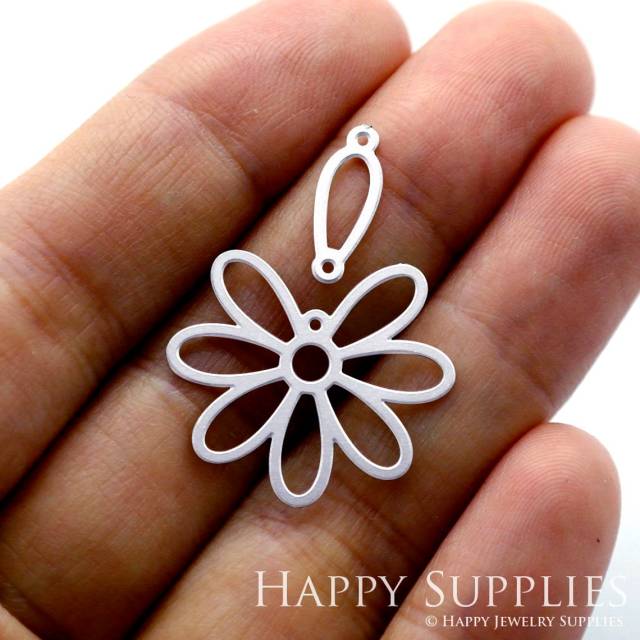 Stainless Steel Jewelry Charms, Flower Stainless Steel Earring Charms, Stainless Steel Silver Jewelry Pendants, Stainless Steel Silver Jewelry Findings, Stainless Steel Pendants Jewelry Wholesale (SSD1218)