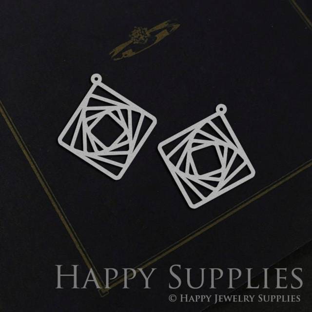 Stainless Steel Jewelry Charms, Square Stainless Steel Earring Charms, Stainless Steel Silver Jewelry Pendants, Stainless Steel Silver Jewelry Findings, Stainless Steel Pendants Jewelry Wholesale (SSD1156)