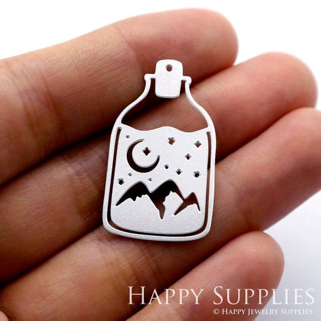 Stainless Steel Jewelry Charms, Bottle Stainless Steel Earring Charms, Stainless Steel Silver Jewelry Pendants, Stainless Steel Silver Jewelry Findings, Stainless Steel Pendants Jewelry Wholesale (SSD1237)