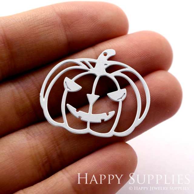 Stainless Steel Jewelry Charms, Pumpkin Stainless Steel Earring Charms, Stainless Steel Silver Jewelry Pendants, Stainless Steel Silver Jewelry Findings, Stainless Steel Pendants Jewelry Wholesale (SSD1256)