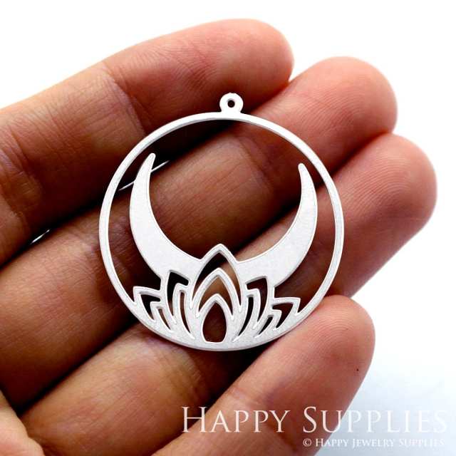 Stainless Steel Jewelry Charms, Lotus Stainless Steel Earring Charms, Stainless Steel Silver Jewelry Pendants, Stainless Steel Silver Jewelry Findings, Stainless Steel Pendants Jewelry Wholesale (SSD1233)