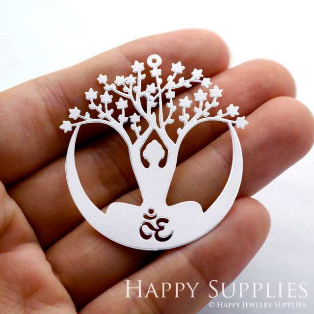 Stainless Steel Jewelry Charms, Buddha in Lotus Stainless Steel Earring Charms, Stainless Steel Silver Jewelry Pendants, Stainless Steel Silver Jewelry Findings, Stainless Steel Pendants Jewelry Wholesale (SSD1326)