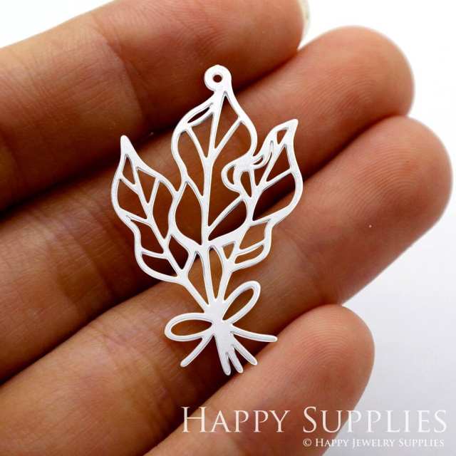 Stainless Steel Jewelry Charms, Leaf Stainless Steel Earring Charms, Stainless Steel Silver Jewelry Pendants, Stainless Steel Silver Jewelry Findings, Stainless Steel Pendants Jewelry Wholesale (SSD1413)