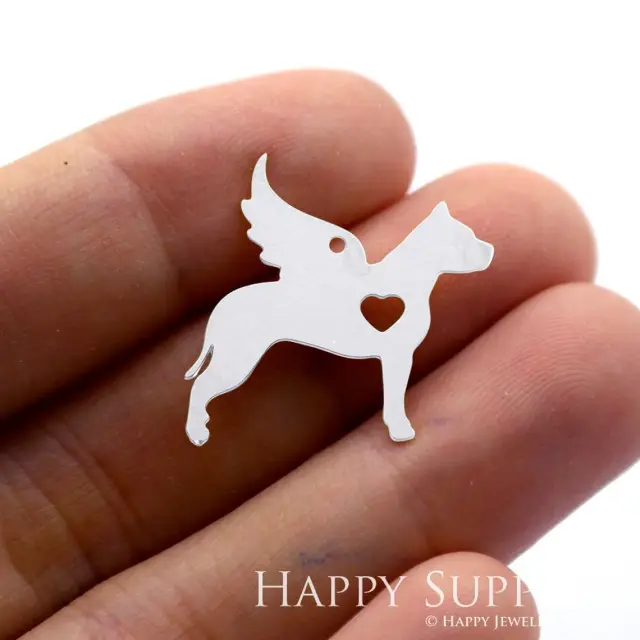 Stainless Steel Jewelry Charms, Dog Stainless Steel Earring Charms, Stainless Steel Silver Jewelry Pendants, Stainless Steel Silver Jewelry Findings, Stainless Steel Pendants Jewelry Wholesale (SSD1454)