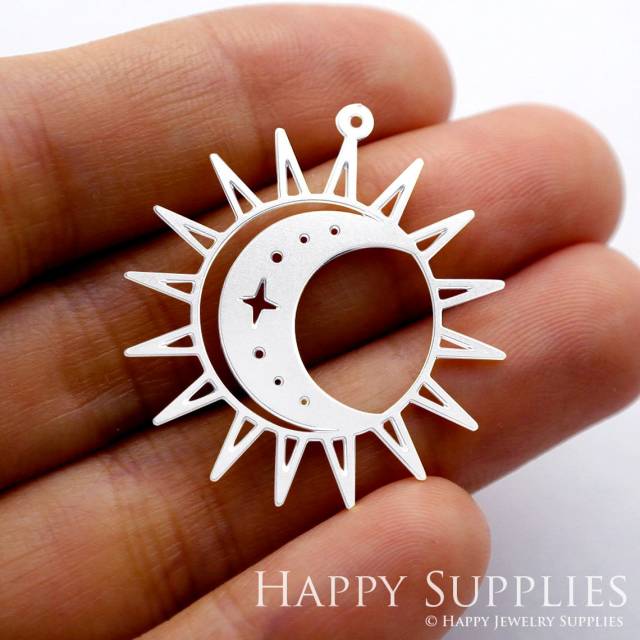 Stainless Steel Jewelry Charms, Sun Stainless Steel Earring Charms, Stainless Steel Silver Jewelry Pendants, Stainless Steel Silver Jewelry Findings, Stainless Steel Pendants Jewelry Wholesale (SSD1352)