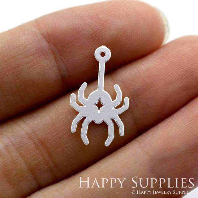Stainless Steel Jewelry Charms, Spider Stainless Steel Earring Charms, Stainless Steel Silver Jewelry Pendants, Stainless Steel Silver Jewelry Findings, Stainless Steel Pendants Jewelry Wholesale (SSD1410)