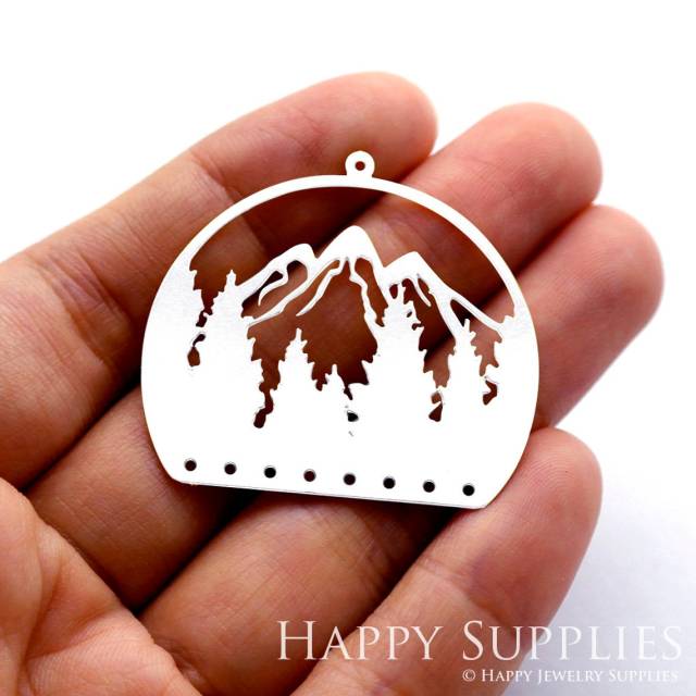 Stainless Steel Jewelry Charms, Mountain Stainless Steel Earring Charms, Stainless Steel Silver Jewelry Pendants, Stainless Steel Silver Jewelry Findings, Stainless Steel Pendants Jewelry Wholesale (SSD1362)