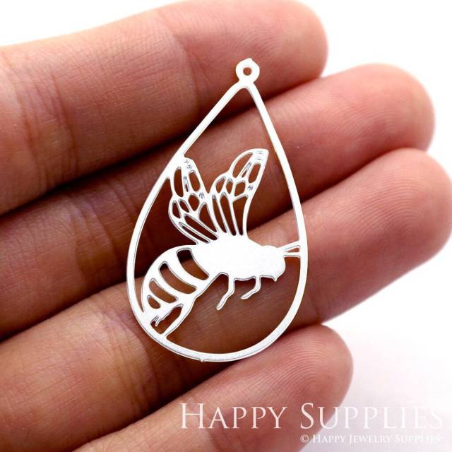 Stainless Steel Jewelry Charms, Bee Stainless Steel Earring Charms, Stainless Steel Silver Jewelry Pendants, Stainless Steel Silver Jewelry Findings, Stainless Steel Pendants Jewelry Wholesale (SSD1335)