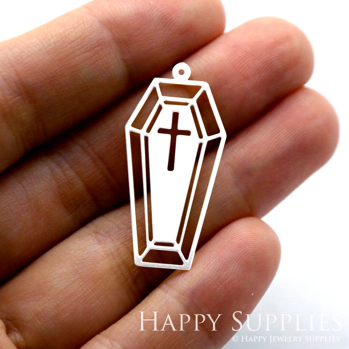 Stainless Steel Jewelry Charms, Coffin Stainless Steel Earring Charms, Stainless Steel Silver Jewelry Pendants, Stainless Steel Silver Jewelry Findings, Stainless Steel Pendants Jewelry Wholesale (SSD1438)