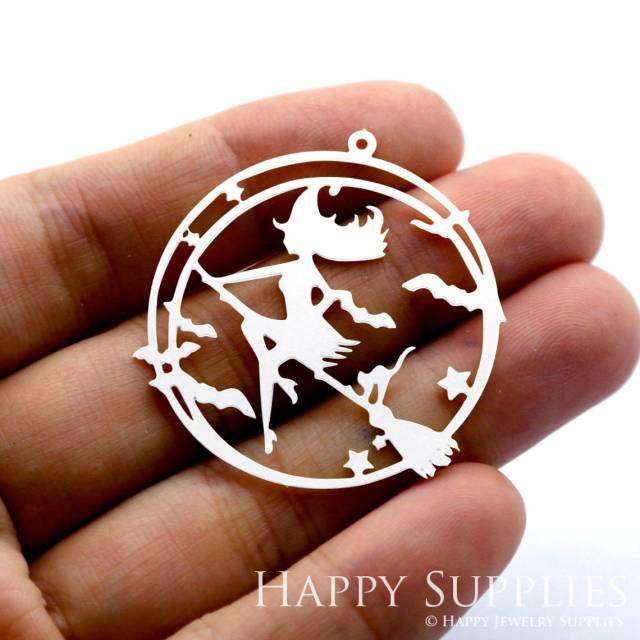 Stainless Steel Jewelry Charms, Witch Stainless Steel Earring Charms, Stainless Steel Silver Jewelry Pendants, Stainless Steel Silver Jewelry Findings, Stainless Steel Pendants Jewelry Wholesale (SSD1463)