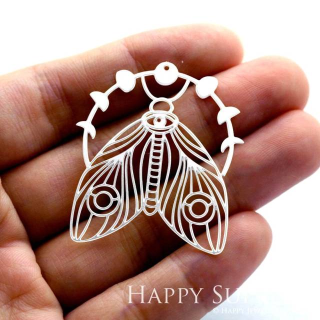 Stainless Steel Jewelry Charms, Moth Stainless Steel Earring Charms, Stainless Steel Silver Jewelry Pendants, Stainless Steel Silver Jewelry Findings, Stainless Steel Pendants Jewelry Wholesale (SSD1312)