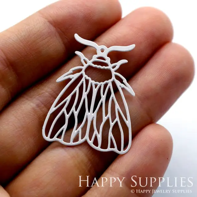 Stainless Steel Jewelry Charms, Moth Stainless Steel Earring Charms, Stainless Steel Silver Jewelry Pendants, Stainless Steel Silver Jewelry Findings, Stainless Steel Pendants Jewelry Wholesale (SSD1275)