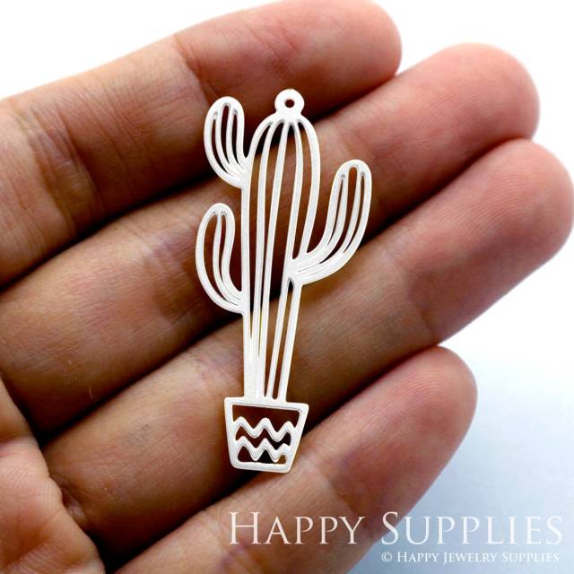Stainless Steel Jewelry Charms, Cactus Stainless Steel Earring Charms, Stainless Steel Silver Jewelry Pendants, Stainless Steel Silver Jewelry Findings, Stainless Steel Pendants Jewelry Wholesale (SSD1475)