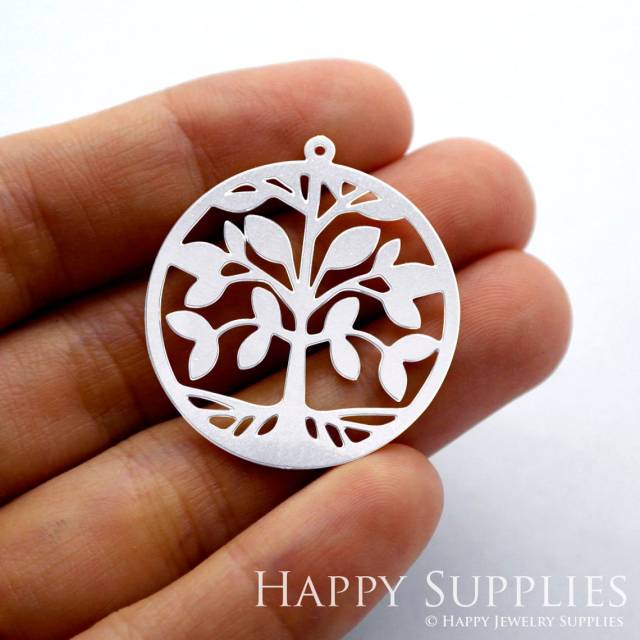 Stainless Steel Jewelry Charms, Tree Stainless Steel Earring Charms, Stainless Steel Silver Jewelry Pendants, Stainless Steel Silver Jewelry Findings, Stainless Steel Pendants Jewelry Wholesale (SSD1476)