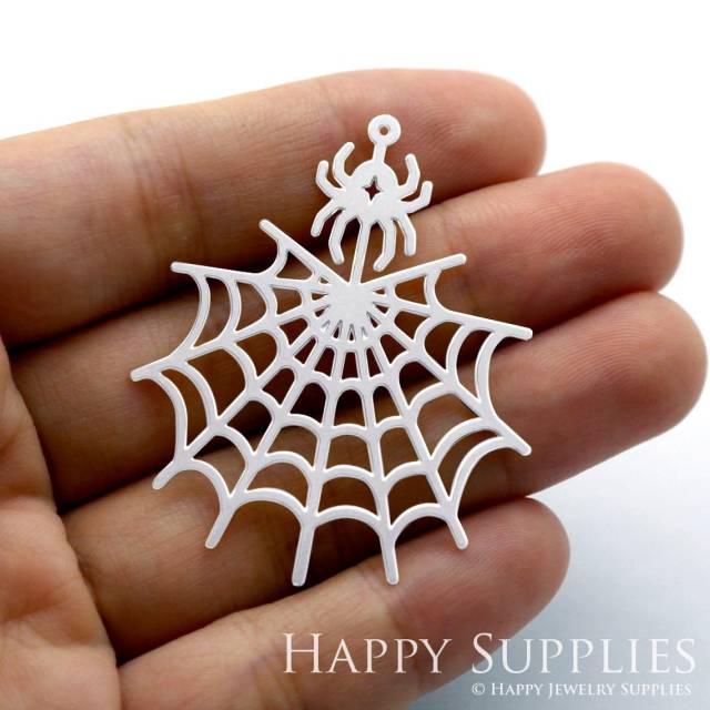Stainless Steel Jewelry Charms, Spider Stainless Steel Earring Charms, Stainless Steel Silver Jewelry Pendants, Stainless Steel Silver Jewelry Findings, Stainless Steel Pendants Jewelry Wholesale (SSD1399)