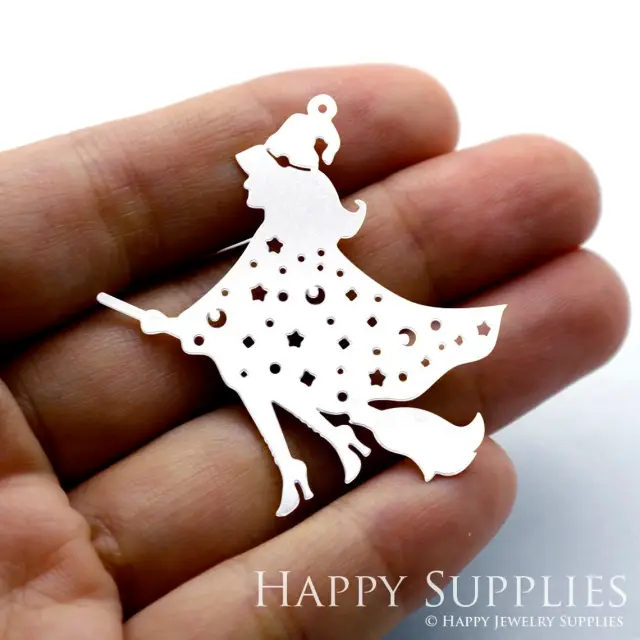 Stainless Steel Jewelry Charms, Witch Stainless Steel Earring Charms, Stainless Steel Silver Jewelry Pendants, Stainless Steel Silver Jewelry Findings, Stainless Steel Pendants Jewelry Wholesale (SSD1442)