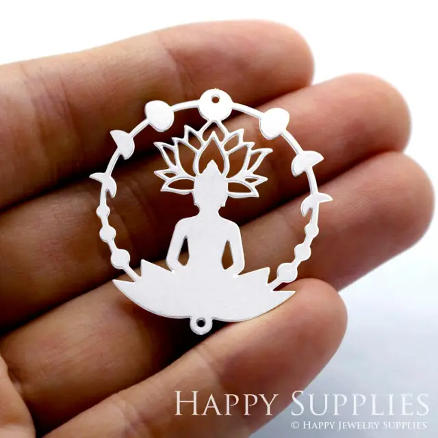 Stainless Steel Jewelry Charms, Buddha in Lotus Stainless Steel Earring Charms, Stainless Steel Silver Jewelry Pendants, Stainless Steel Silver Jewelry Findings, Stainless Steel Pendants Jewelry Wholesale (SSD1327)