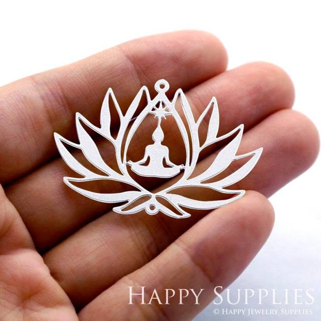 Stainless Steel Jewelry Charms, Buddha in Lotus Stainless Steel Earring Charms, Stainless Steel Silver Jewelry Pendants, Stainless Steel Silver Jewelry Findings, Stainless Steel Pendants Jewelry Wholesale (SSD1328)