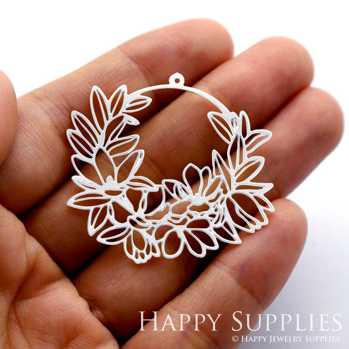 2pcs Stainless Steel Jewelry Charms, Flower Stainless Steel Earring Charms, Stainless Steel Silver Jewelry Pendants, Stainless Steel Silver Jewelry Findings, Stainless Steel Pendants Jewelry Wholesale (SSD1358)