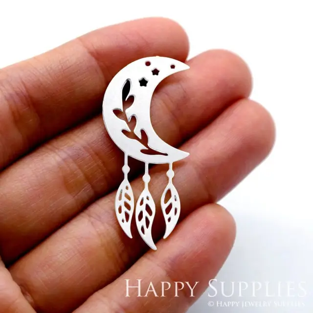 Stainless Steel Jewelry Charms, Moon Stainless Steel Earring Charms, Stainless Steel Silver Jewelry Pendants, Stainless Steel Silver Jewelry Findings, Stainless Steel Pendants Jewelry Wholesale (SSD1549)