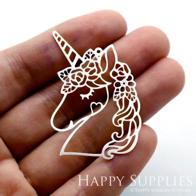 Stainless Steel Jewelry Charms, Unicorn Stainless Steel Earring Charms, Stainless Steel Silver Jewelry Pendants, Stainless Steel Silver Jewelry Findings, Stainless Steel Pendants Jewelry Wholesale (SSD1532)